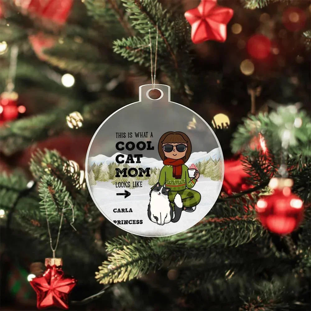 Cool Cat Mom Personalized Acrylic Keepsake Ornament