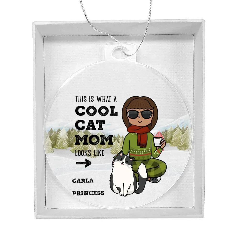 Cool Cat Mom Personalized Acrylic Keepsake Ornament