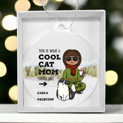 Cool Cat Mom Personalized Acrylic Keepsake Ornament