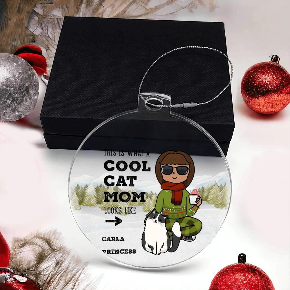 Cool Cat Mom Personalized Acrylic Keepsake Ornament