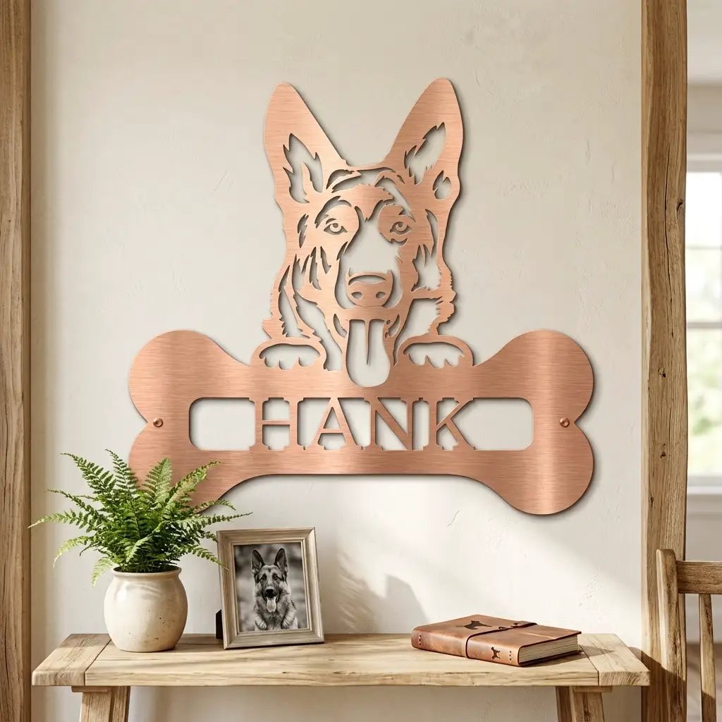 German Sheperd Custom Name Metal Art Wall Sign