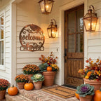 Personalized Pumpkin Metal Wall Art – Welcome Fall Sign with Family Name – Rustic Autumn Decor – Custom Front Door Pumpkin Sign – Farmhouse Fall Decor