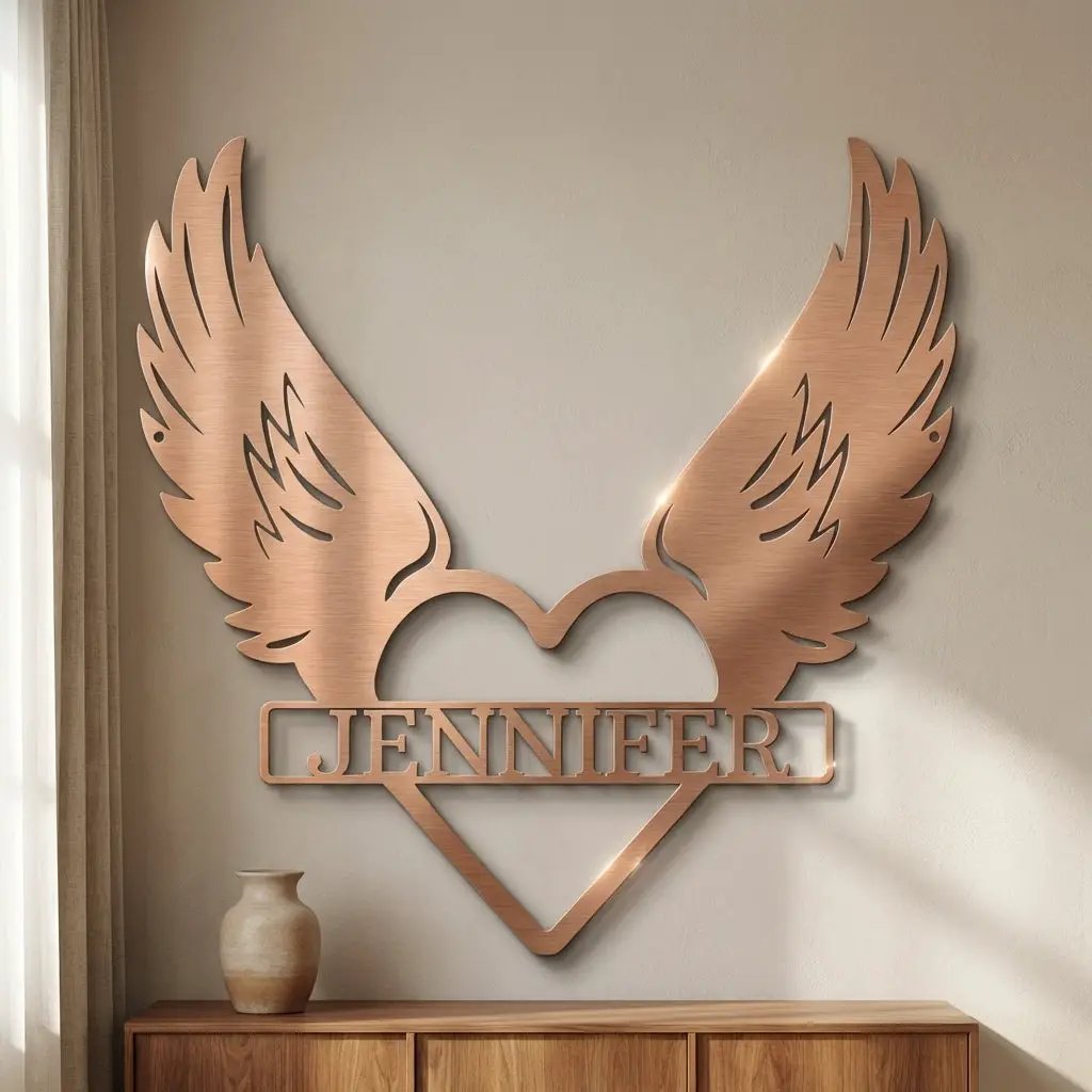 Personalized Angel Wings Memorial Metal Wall Art – Custom Name Remembrance Sign – Sympathy Gift – In Loving Memory Decor – Bereavement Gift