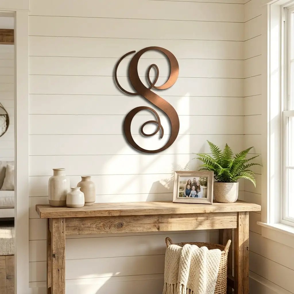 Fancy Initial Custom Monogram Metal Wall Art