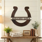 Personalized Horseshoe Metal Sign Custom Ranch Name Sign Western Decor Farmhouse Wall Art Horse Lover Gift Barn Decor Custom Steel Sign