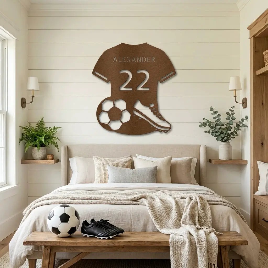 Soccer Jersey Monogram Custom Name Steel Sign Metal Wall Art