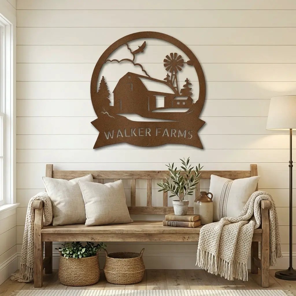 Barn Farmhouse Custom Name Metal Art Wall Sign