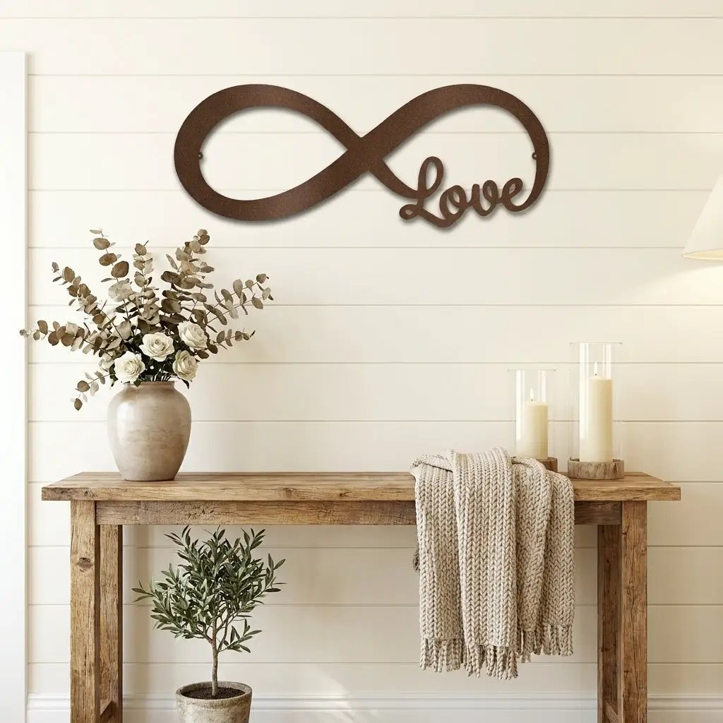 Infinity Love Metal Wall Art – Romantic Minimalist Decor – Wedding & Anniversary Gift