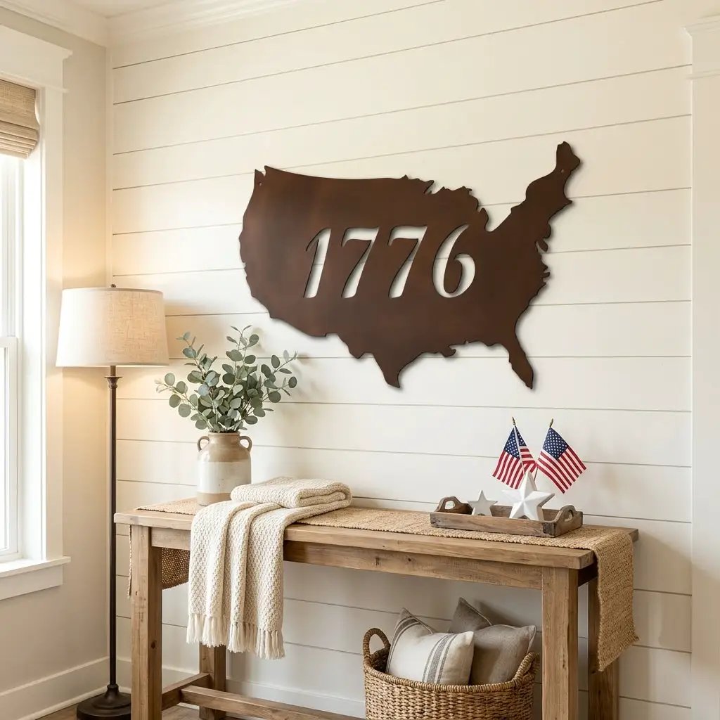 Patriotic Gift 1776 Metal Art Steel Wall Sign