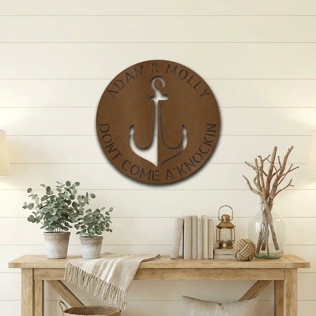 Anchor Personalized Metal Sign, Nautical Wall Decor, Family Name Sign, Beach, Boat House Decor