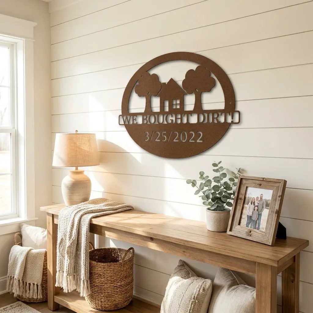 Custom New Home Steel Sign – Farmhouse Housewarming Gift with Established Date