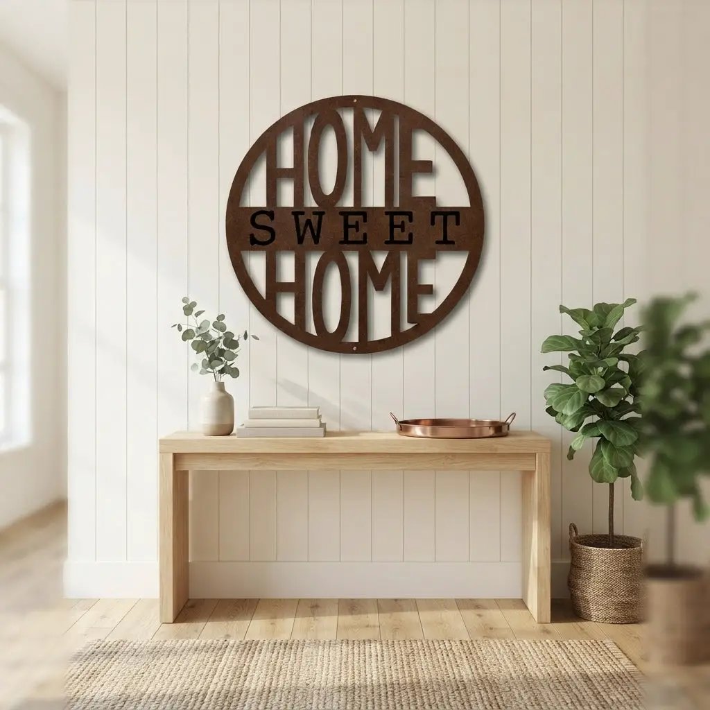 Home Sweet Home Metal Wall Art | Farmhouse Wall Decor | Rustic Home Sign | Modern Metal Wall Hanging | Made in USA