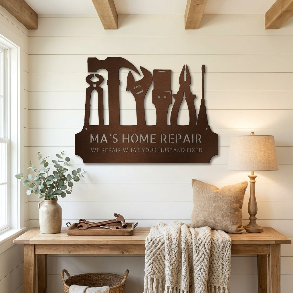 Personalized Tool Metal Wall Art – Mechanic Garage Decor – Workshop Wall Art – Gift for Dad
