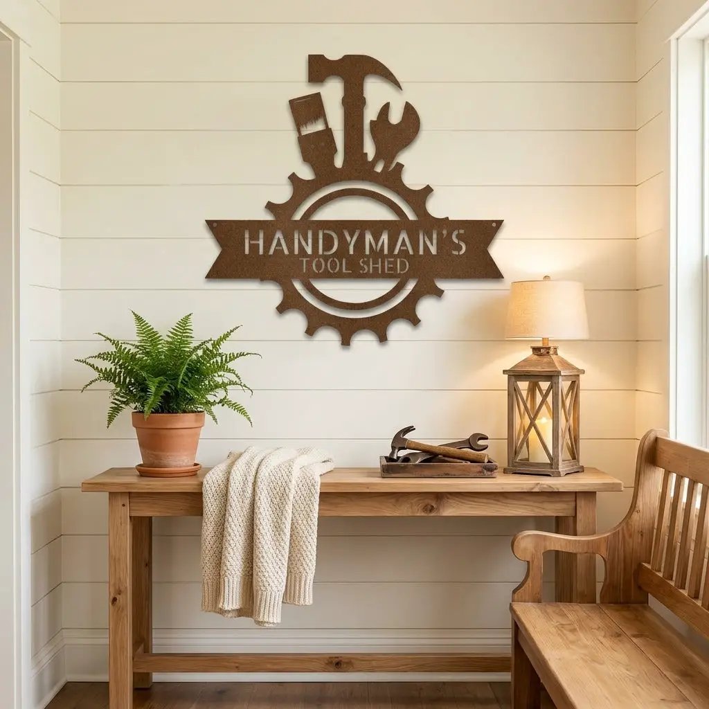 Personalized Handyman Metal Wall Art – Custom Tool Sign – Mechanic Garage Decor – Workshop Wall Art – Gift for Dad