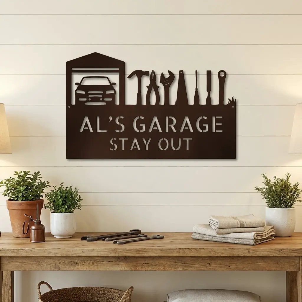 Garage Personalized Metal Sign, Custom Mechanic Wall Art, Car Enthusiast Decor, Automotive Shop Sign