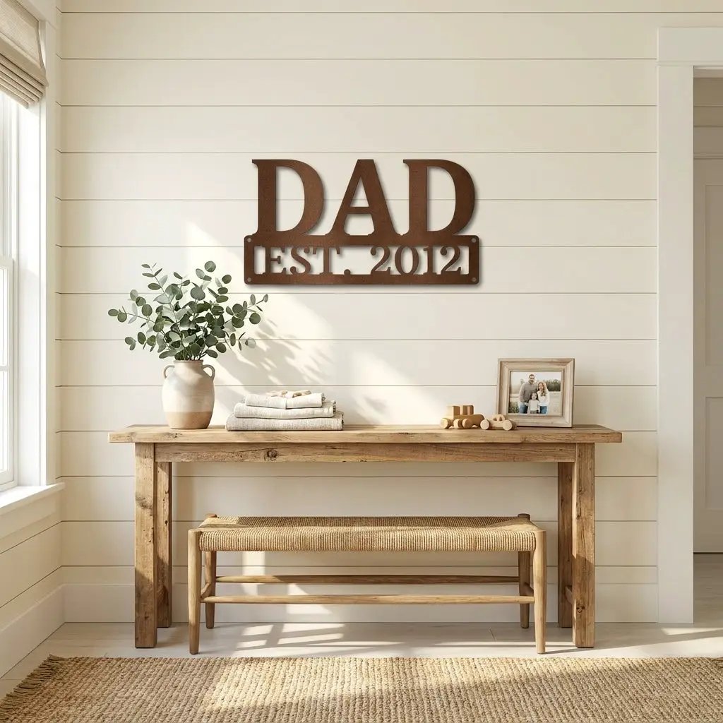 Dad Personalized Established Date Metal Aet Sign – Father’s Day Gift – Custom Family Decor