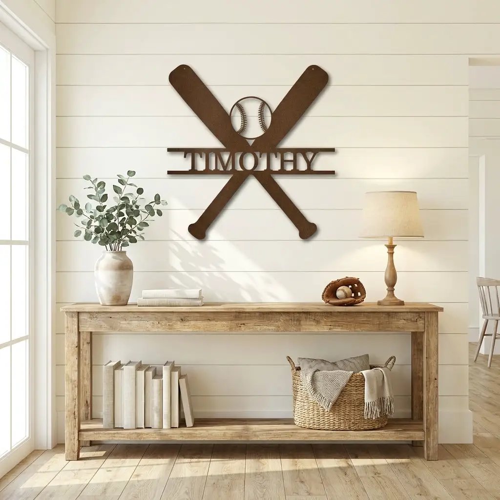Personalized Baseball Bat Metal Wall Art with Name, Custom Baseball Sign, Boys Room Decor, Sports Wall Art, Baseball Player Gift Idea