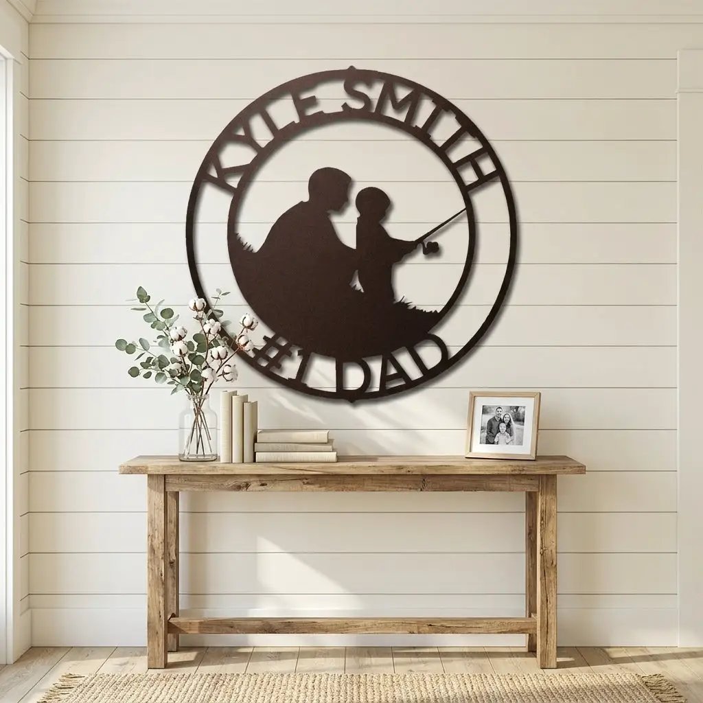 Personalized Father and Son Fishing Sign, Custom Dad Gift, Fishing Wall Decor, Father’s Day Gift, Gift for Fisherman, Metal Wall Art