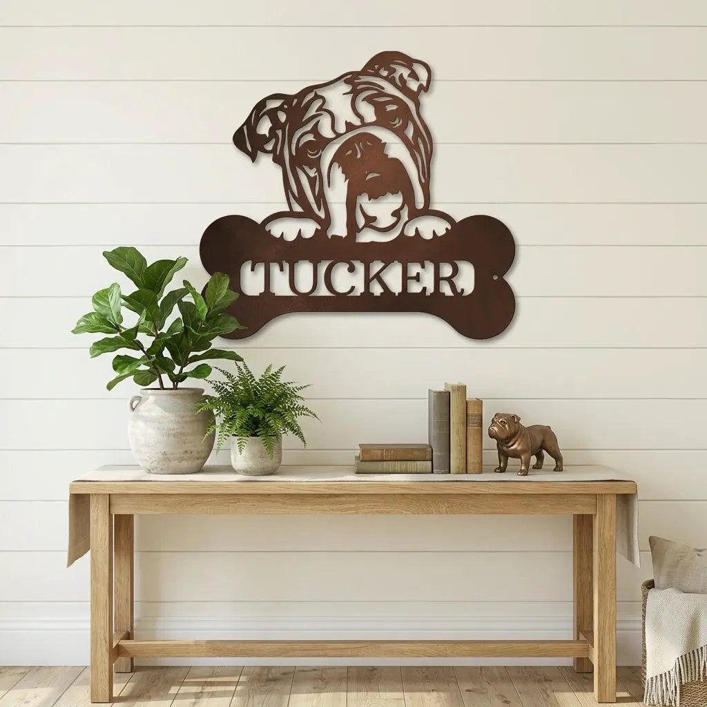 Bulldog Custom Name Metal Art Wall Sign