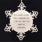 Court Clerk Gifts, Snowflake Ornament with Funny Quote, Gifts from Friends to Court Clerk, Unique Christmas Unique Gifts
