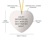 Court Reporter Gifts, Funny Heart Ornament, 'Court Reporter By Day, World's Best Mom By Night.' Christmas Unique Gifts from Family for Court Reporters