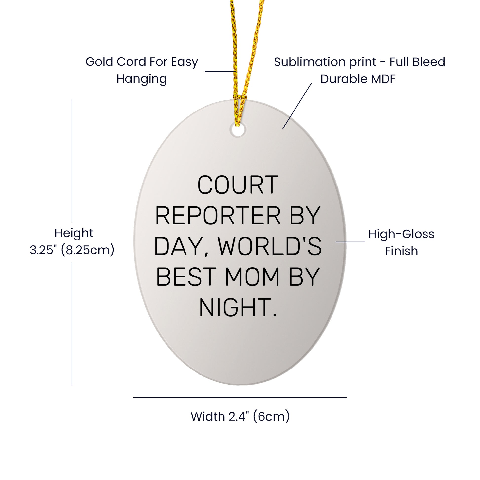 Court Reporter Gifts for Christmas - Oval Ornament by Court Reporter By Day, World's Best Mom By Night. - Gifts from Mom to Court Reporter