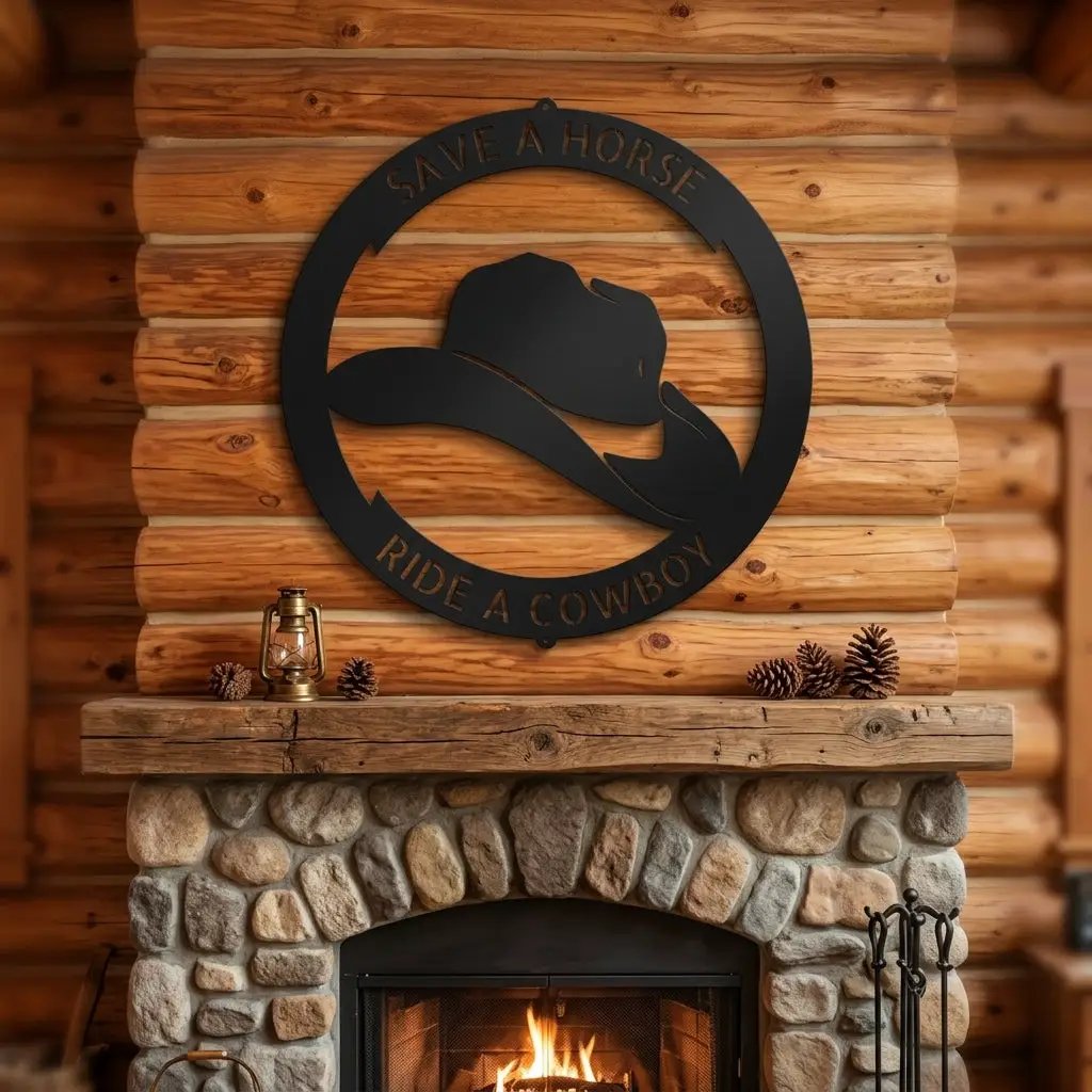 Personalized Cowboy Hat Metal Wall Art | Custom Ranch Name Sign | Western Metal Wall Decor | Rustic Farmhouse Wall Art | Made in USA