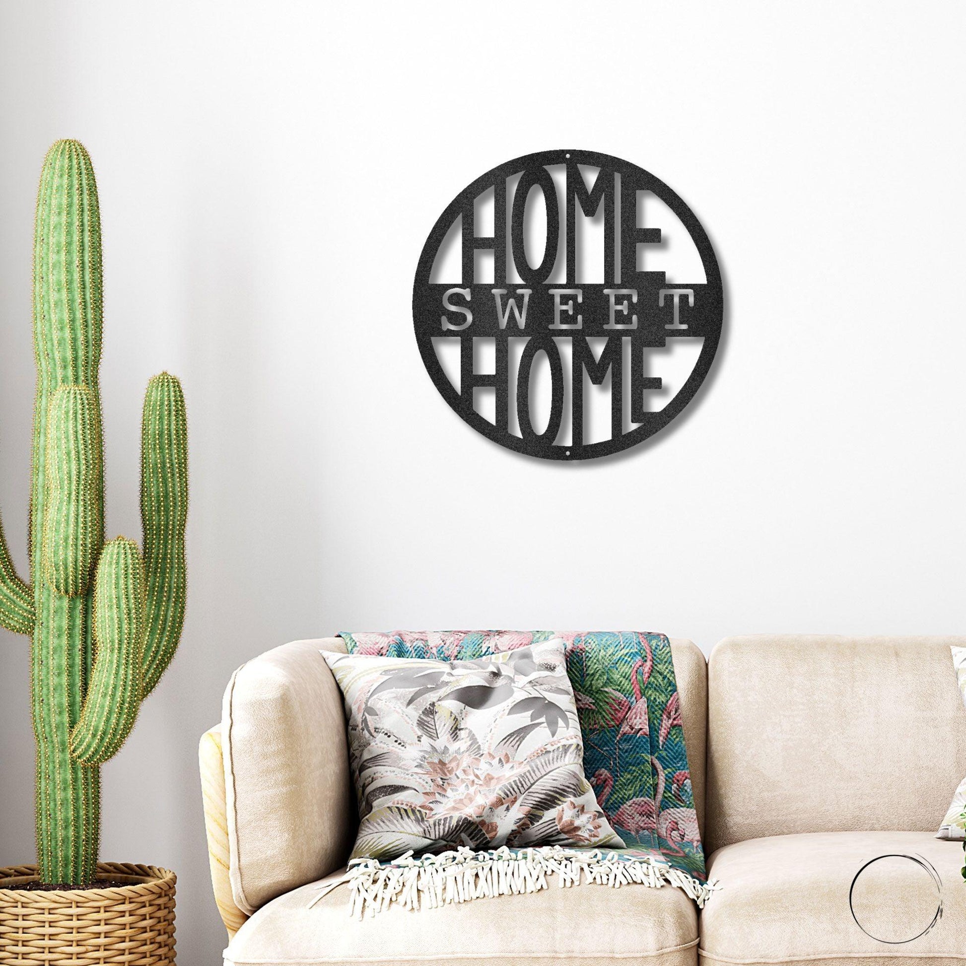 Home Sweet Home Circle Metal Art Wall Sign - Mallard Moon Gift Shop