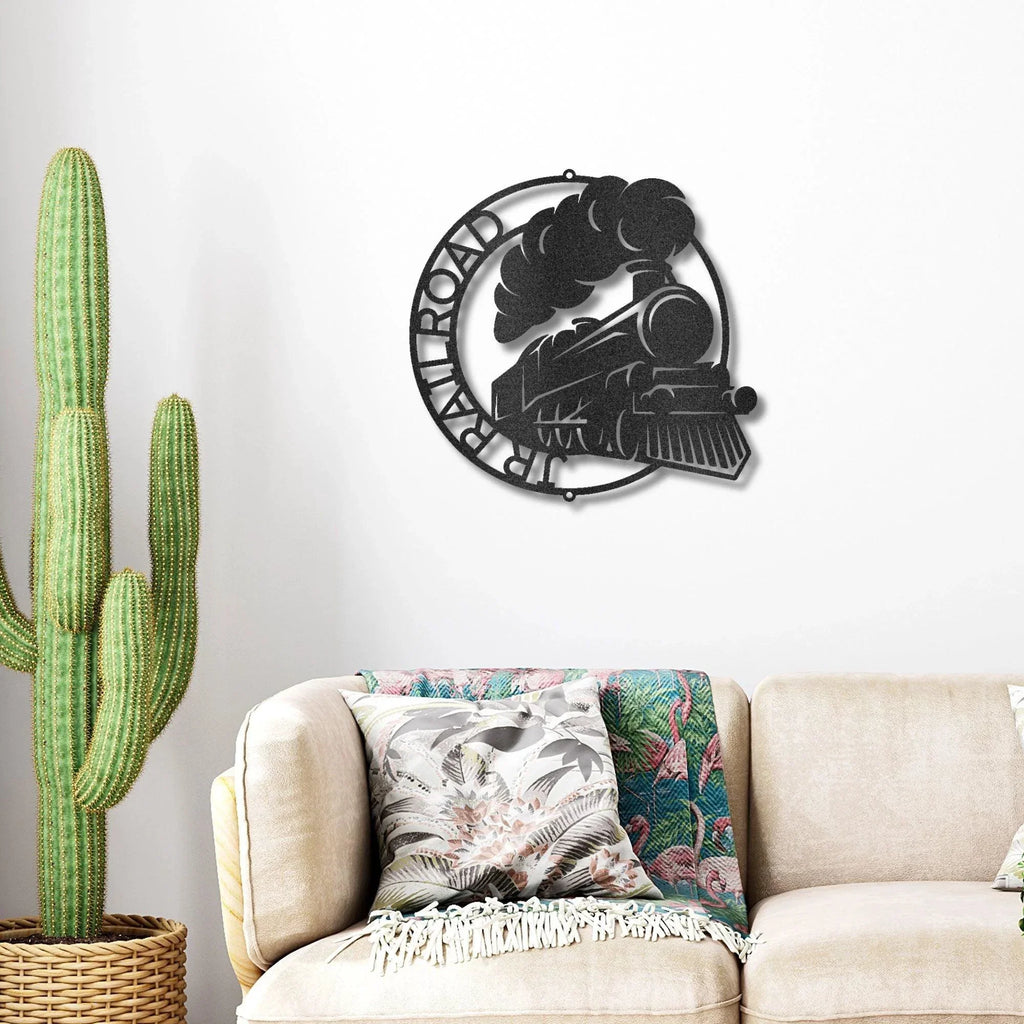 Steam Locomotive Train Custom Name Metal Art Wall Sign