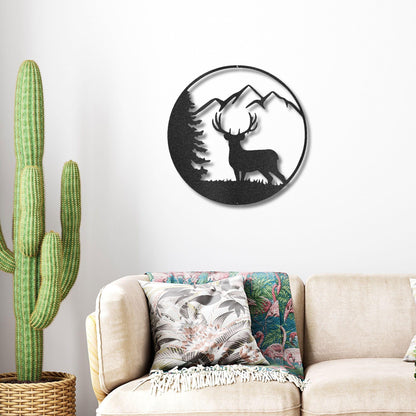 Deer Scene Metal Art Wall Sign - Mallard Moon Gift Shop