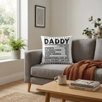 Dad Nutrition Facts Indoor/Outdoor Throw Pillow | Funny Father's Day Pillow | Dad Gift Cushion | Patio & Home Decor