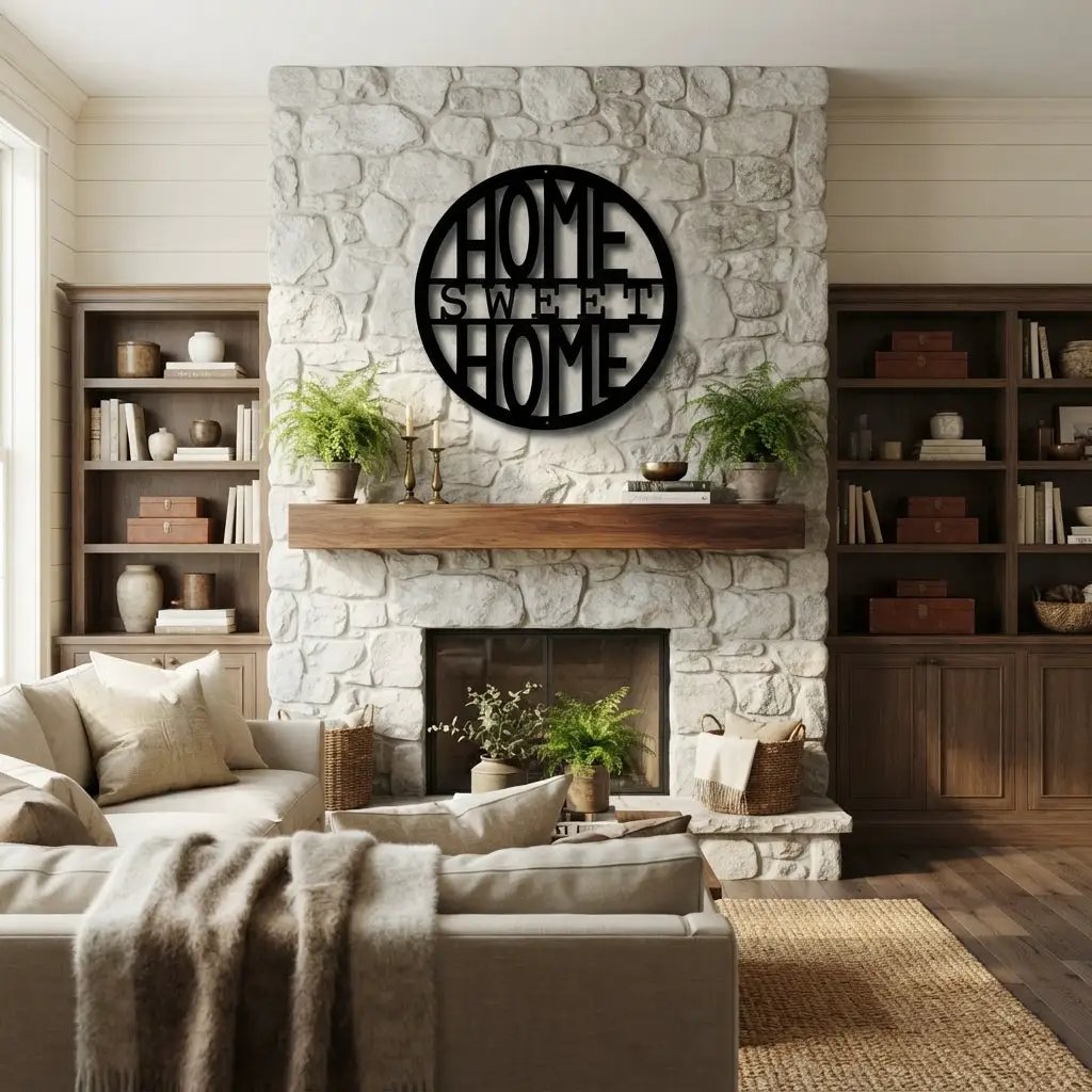 Home Sweet Home Metal Wall Art | Farmhouse Wall Decor | Rustic Home Sign | Modern Metal Wall Hanging | Made in USA