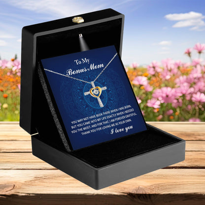 Gift for Bonus Mom You Were There When I Needed You Cross Pendant Necklace - Mallard Moon Gift Shop