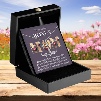 Bonus Mom Cross Pendant Necklace Thank You for Your Kindness Throughout the Years - Mallard Moon Gift Shop
