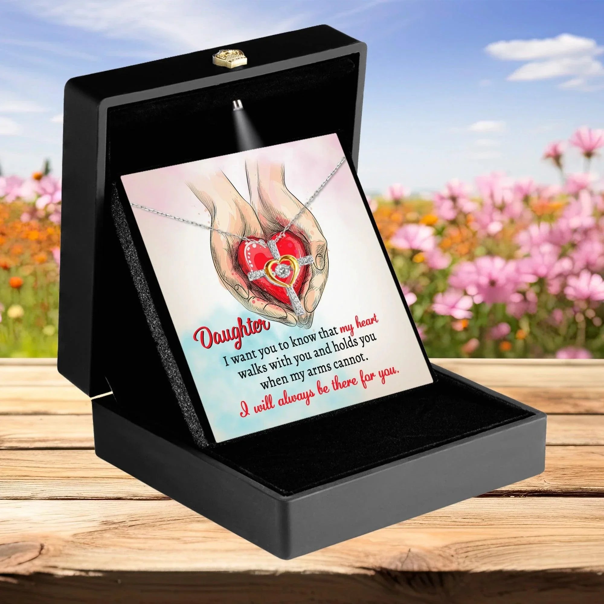 Gift for Daughter- I Will Always Be There Cross Pendant Necklace