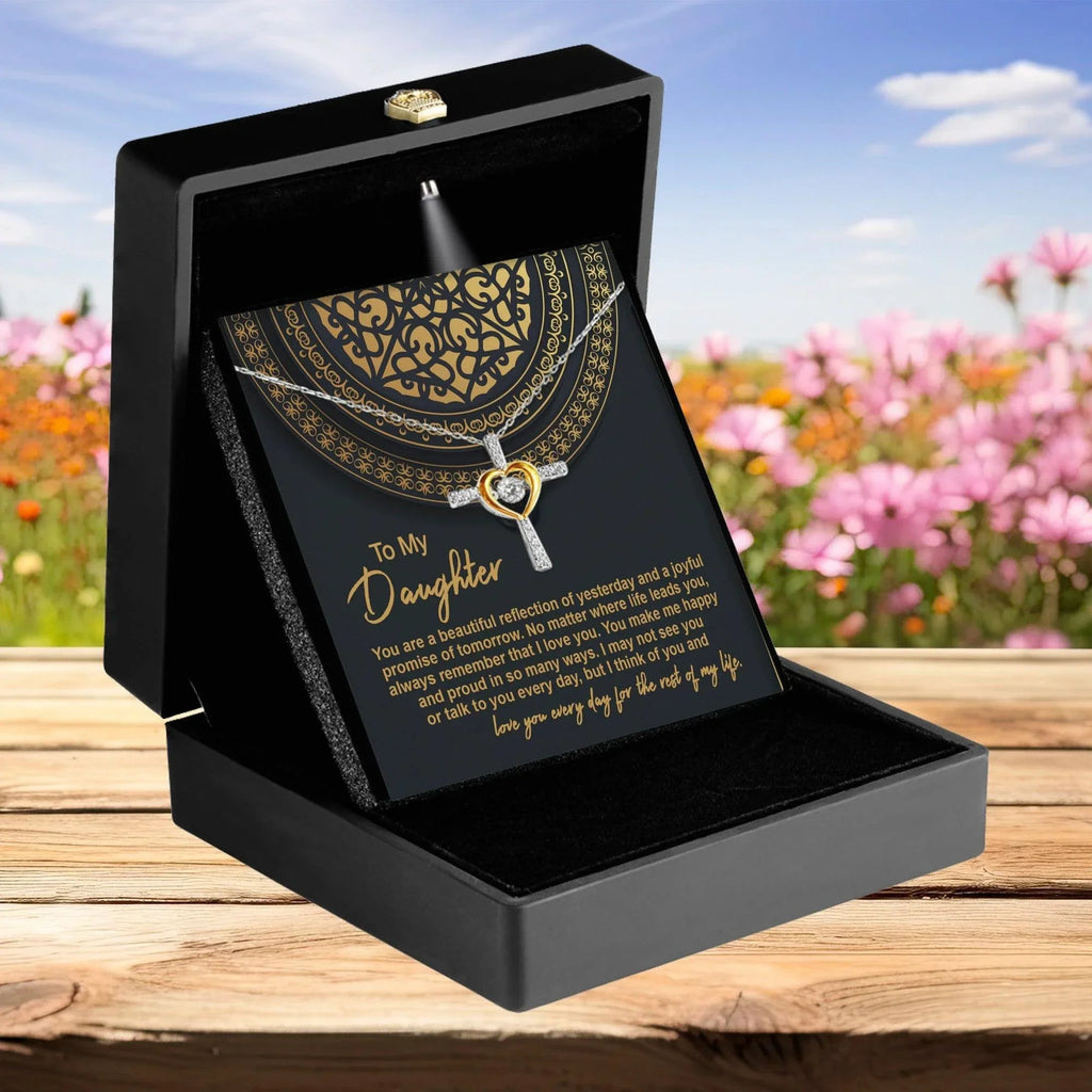 Daughter Gift for Birthday, Christmas, Graduation Beautiful Reflection Cross Pendant Necklace