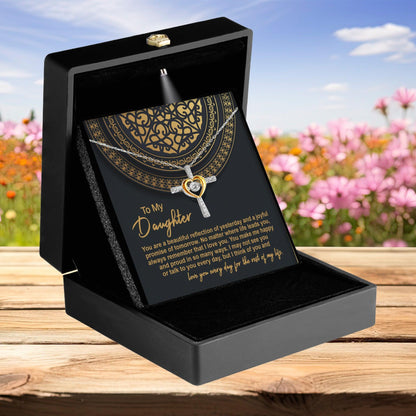 Daughter Gift for Birthday, Christmas, Graduation Beautiful Reflection Cross Pendant Necklace - Mallard Moon Gift Shop