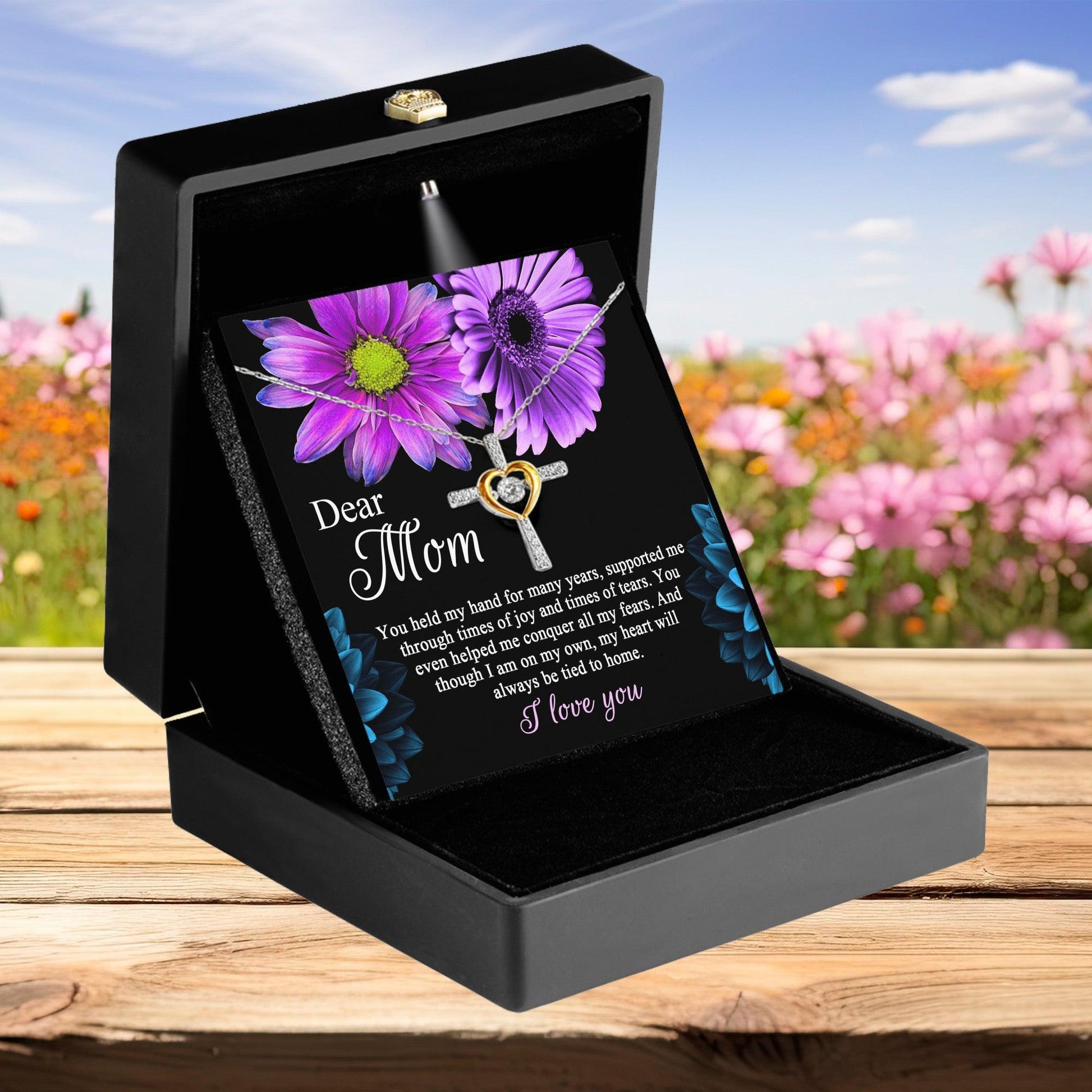 Dear Mom You Held My Hand Through the Years Cross Pendant Necklace - Mallard Moon Gift Shop