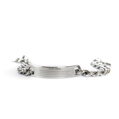 Uncle Cuban Chain Stainless Steel Engraved Bracelet, Sentimental Birthday Christmas Gifts- Behind you, all your memories, before you, all your dreams, around you, all who love you, within you, all you need - Mallard Moon Gift Shop