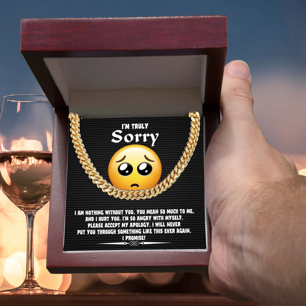 Apology Gift for Him-Sorry, Accept My Apology-Cuban Link Chain Necklace