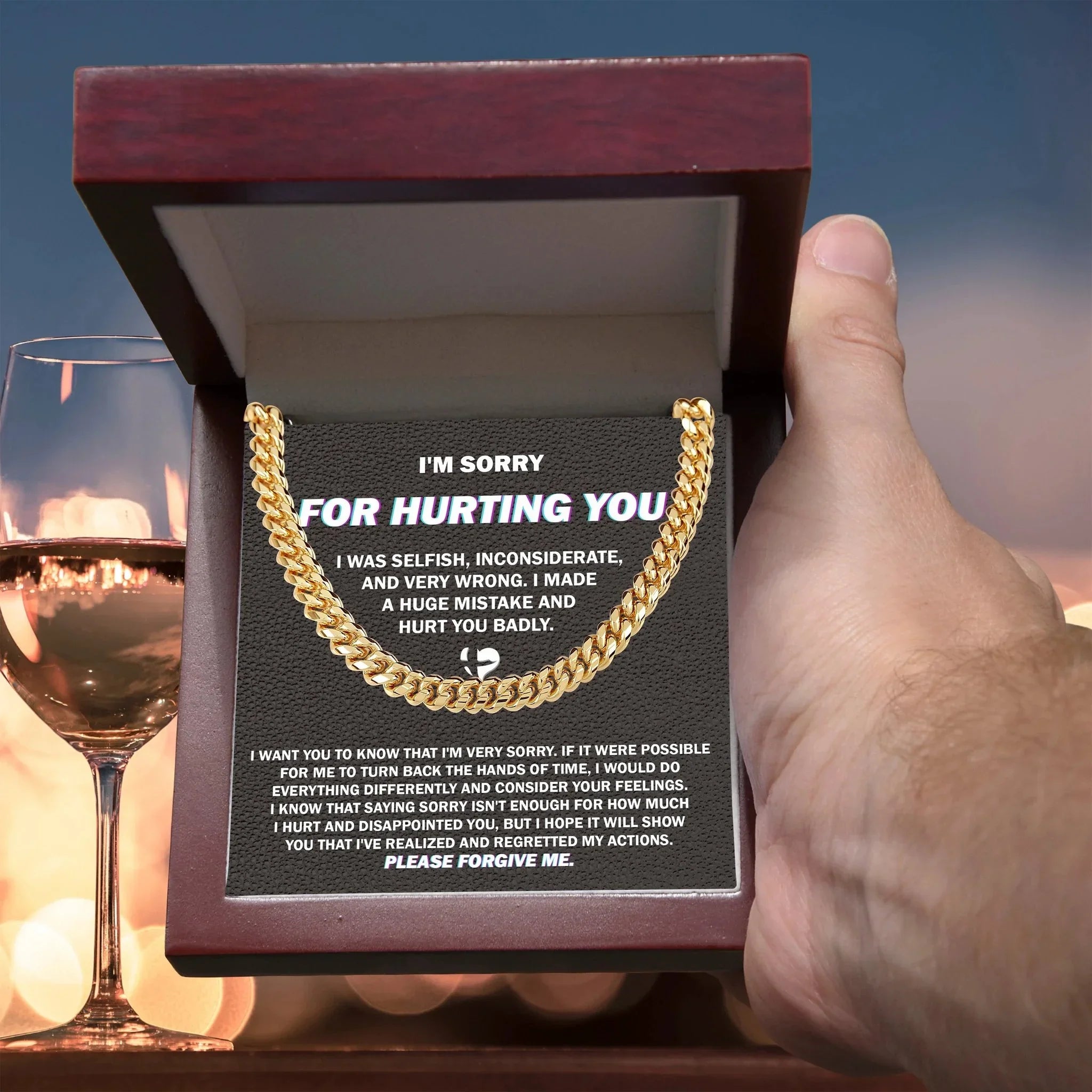 Apology Gift for Him - Sorry I Hurt You Badly, Please Forgive Me - Cuban Link Chain Necklace