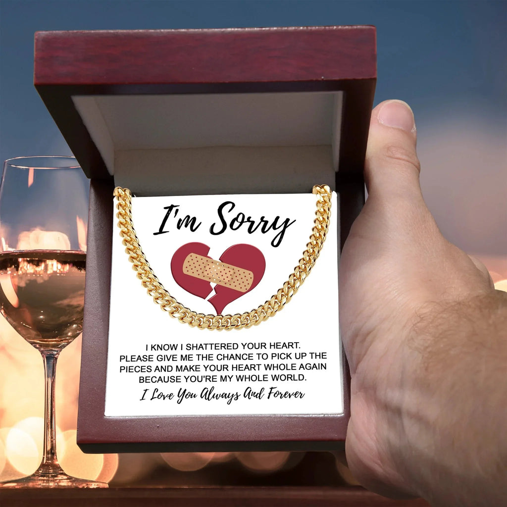 Apology Gift for Him-Sorry, The Pieces-Cuban Link Chain Necklace
