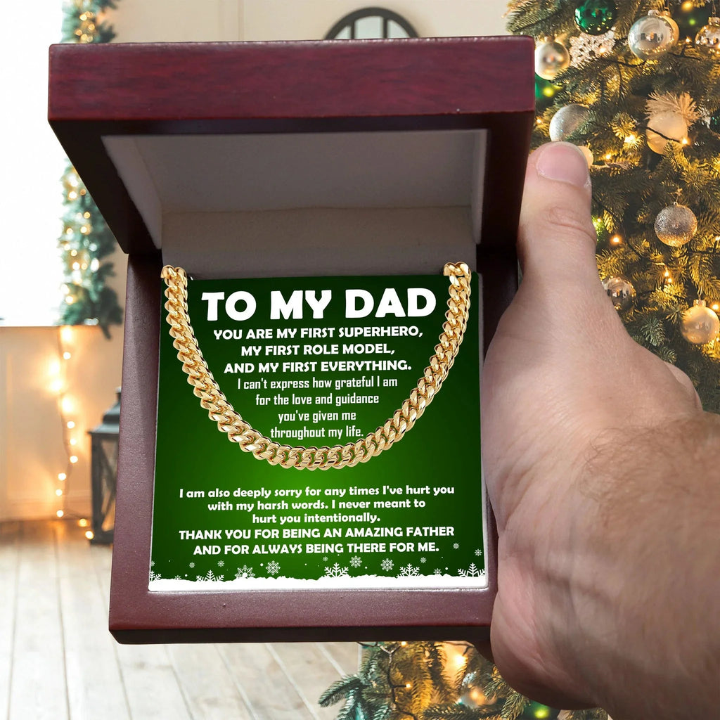 To My Dad - My First Superhero - Cuban Link Necklace