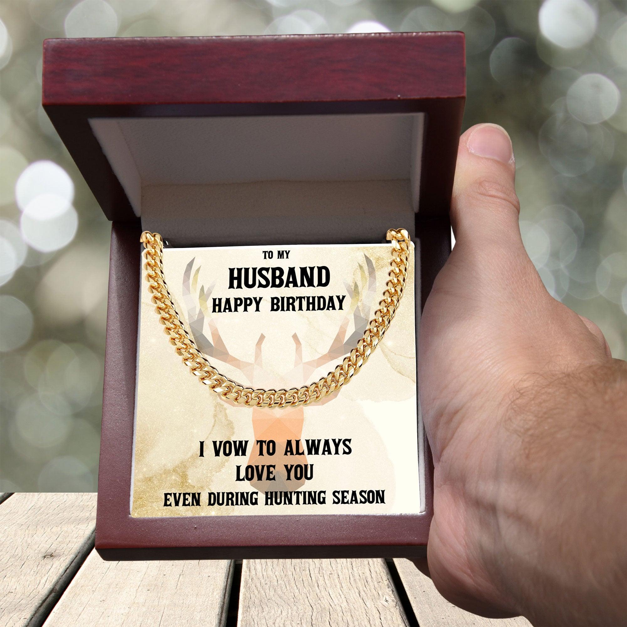 Hunter's Love Token: Funny & Personalized Cuban Necklace Birthday Gift from Wife - Mallard Moon Gift Shop