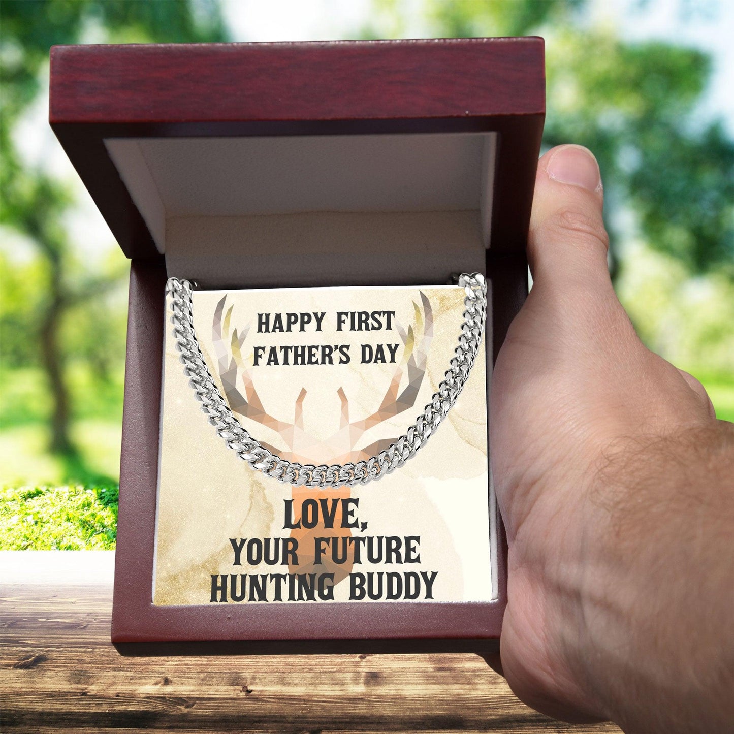 Gift From Future Hunting Buddy Cuban Link Chain Necklace Birthday Father's Day Christmas Holiday Gift for Hunter Dad - Mallard Moon Gift Shop