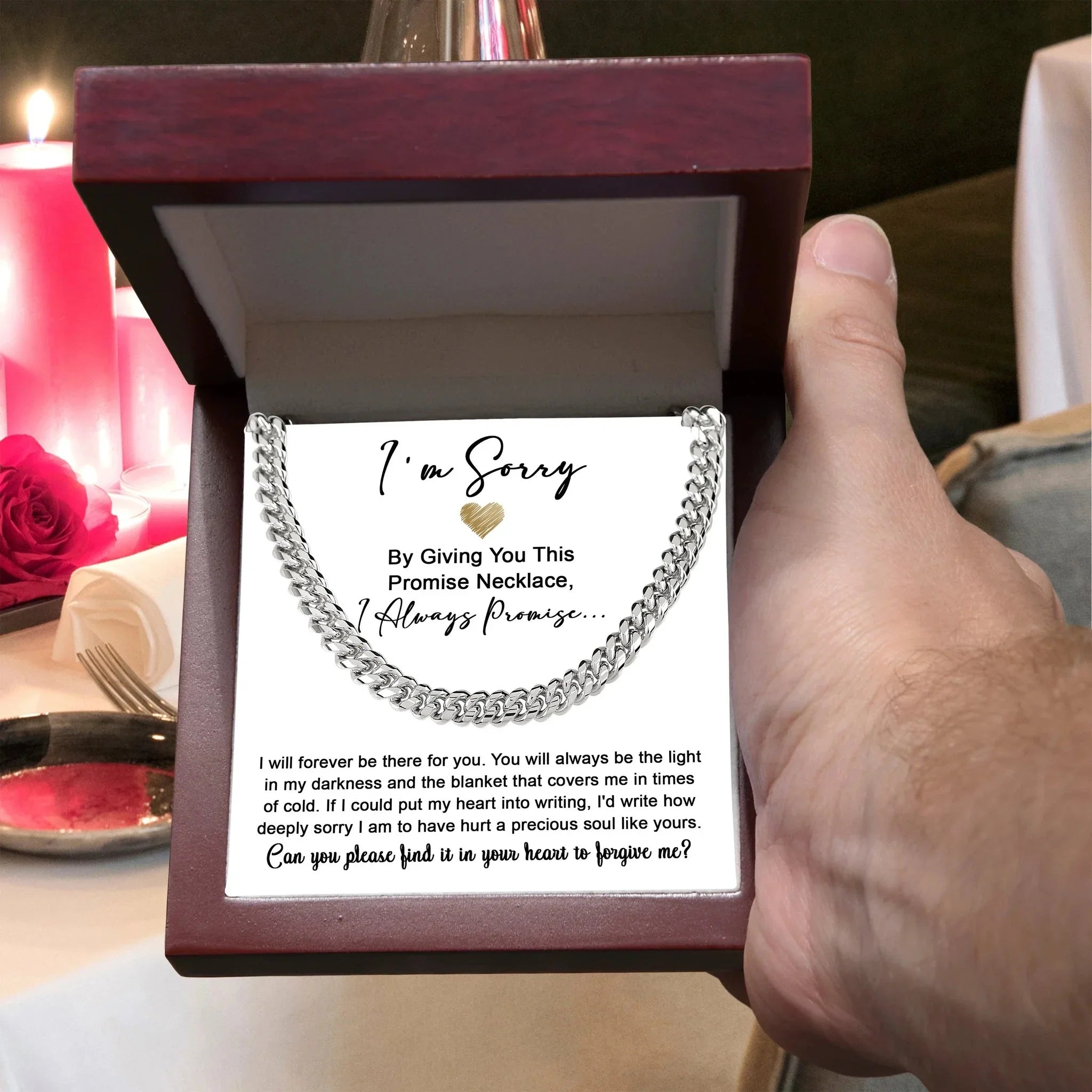 Apology Gift for Boyfriend, Husband, Soulmate -Sorry, Be The Light - Cuban Link Chain Necklace