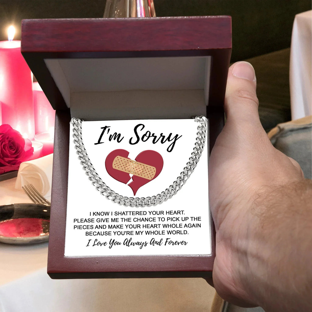Apology Gift for Him-Sorry, The Pieces-Cuban Link Chain Necklace