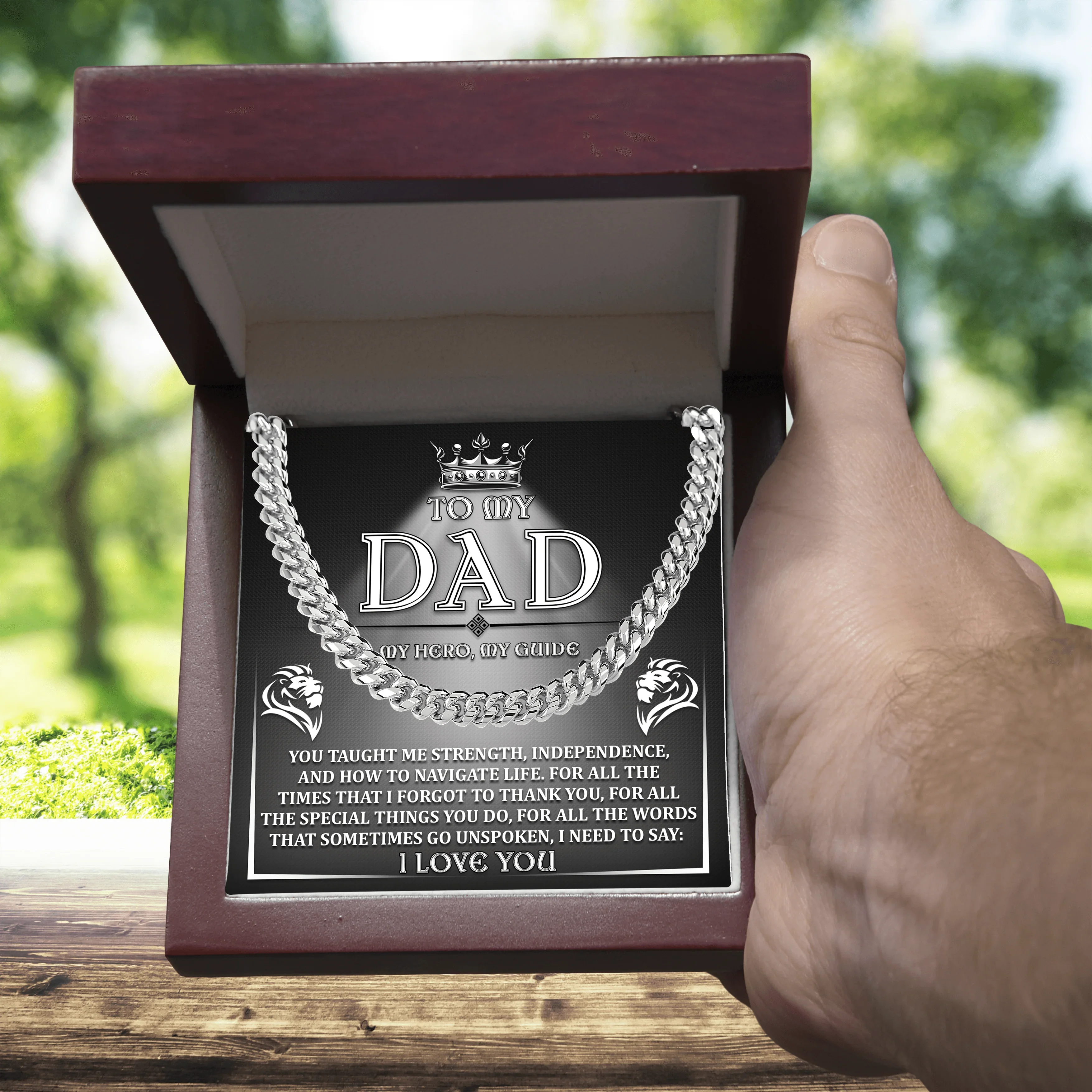 To My Dad - My Hero, My Guide I Need to Say Cuban Chain Link Necklace with Gift Box