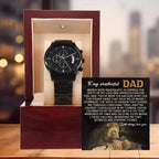 Dad Anchor Life Black Chronograph Watch with Heartfelt Message Card – Luxury Stainless Steel Men's Timepiece, Water Resistant, Scratch Proof, Gift Boxed, Father's Day Gift, Birthday Gift for Dad from Son or Daughter