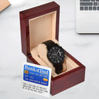 Bank of Dad Funny Father's Day Gift – I Owe You Big Time Credit Card Message – Black Chronograph Watch from Your Favorite Financial Burden